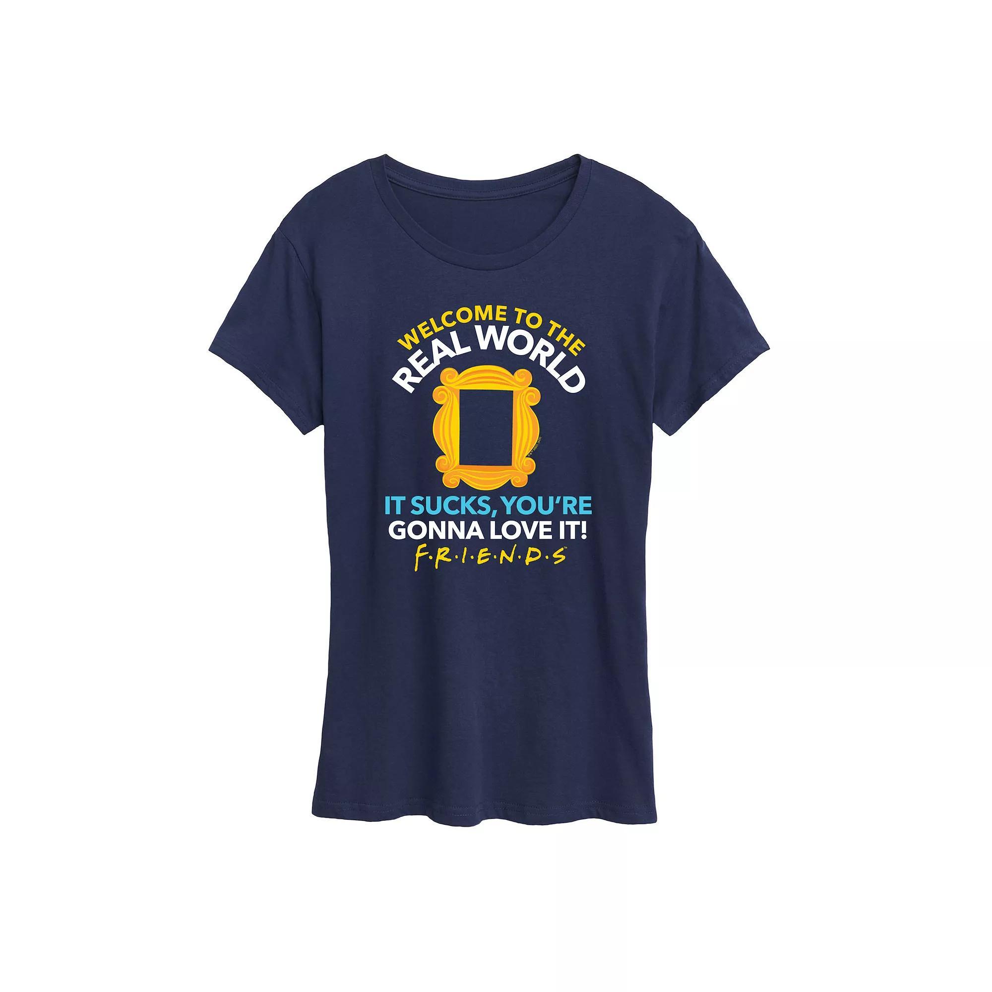 Womens Friends The Real World Graphic Tee, Girls Blue Product Image