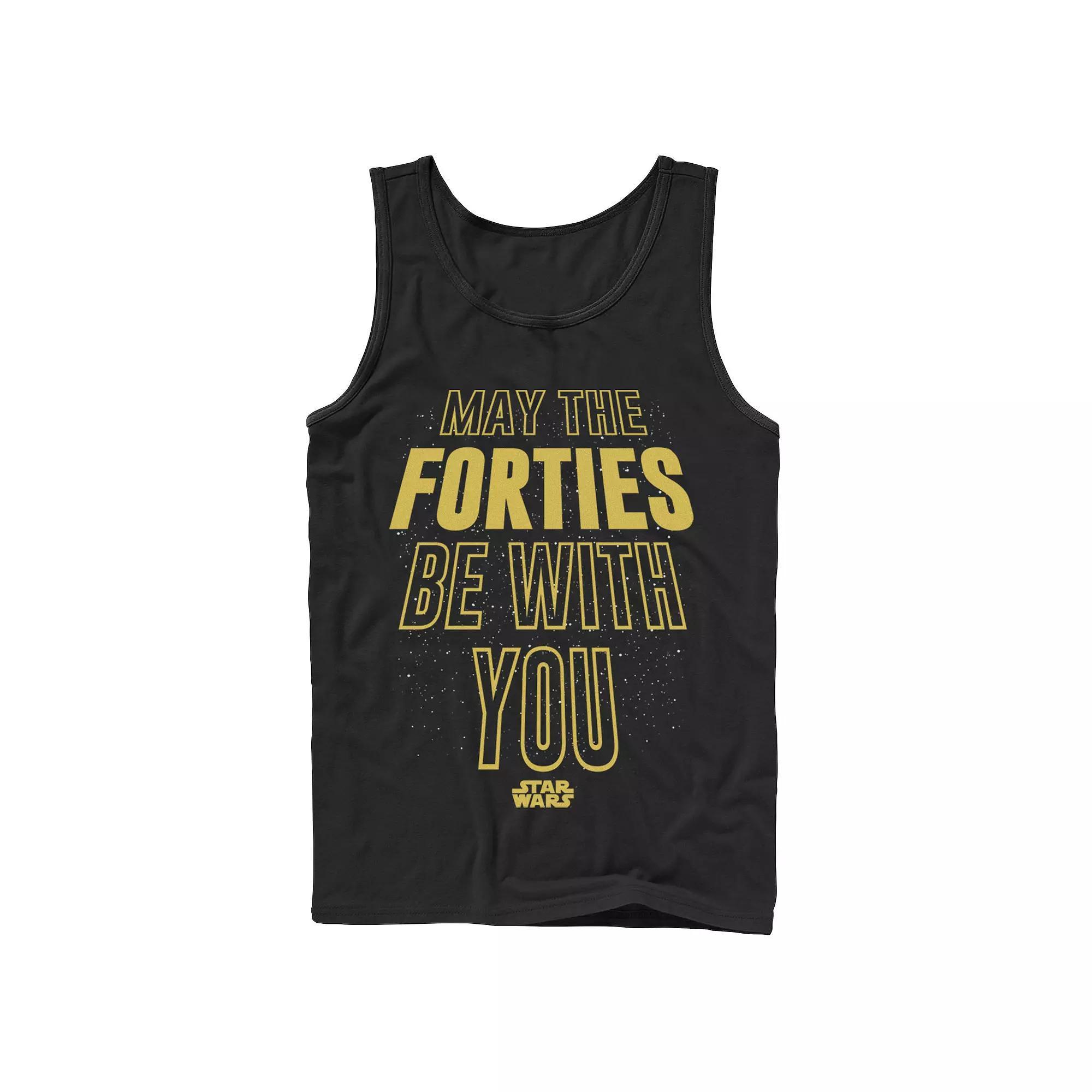 Mens Star Wars May The Forties Be With You Text Scroll Tank Top Product Image
