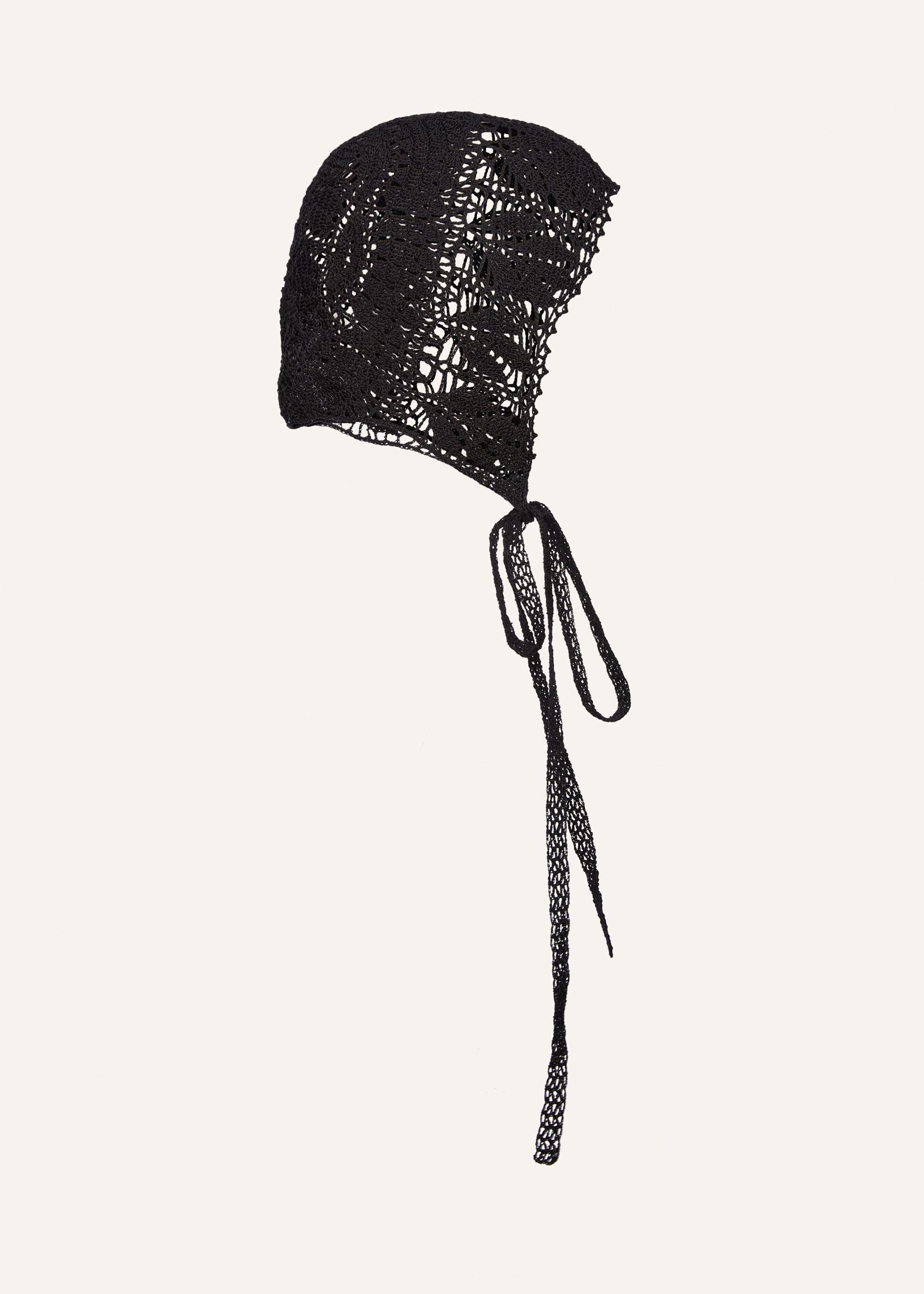 Crochet bonnet in black Product Image
