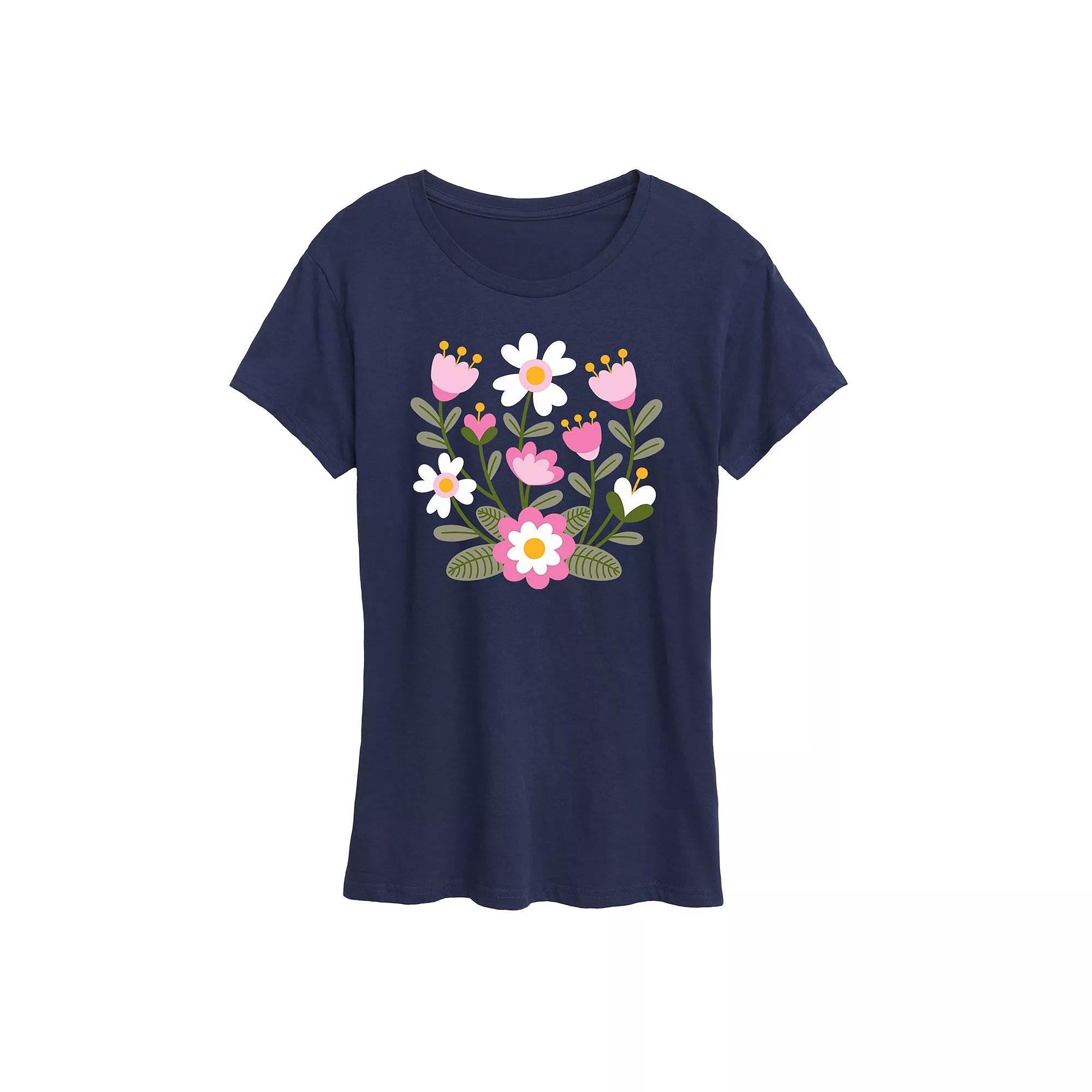 Womens Scandinavian Flower Cluster Oversized Tee Product Image