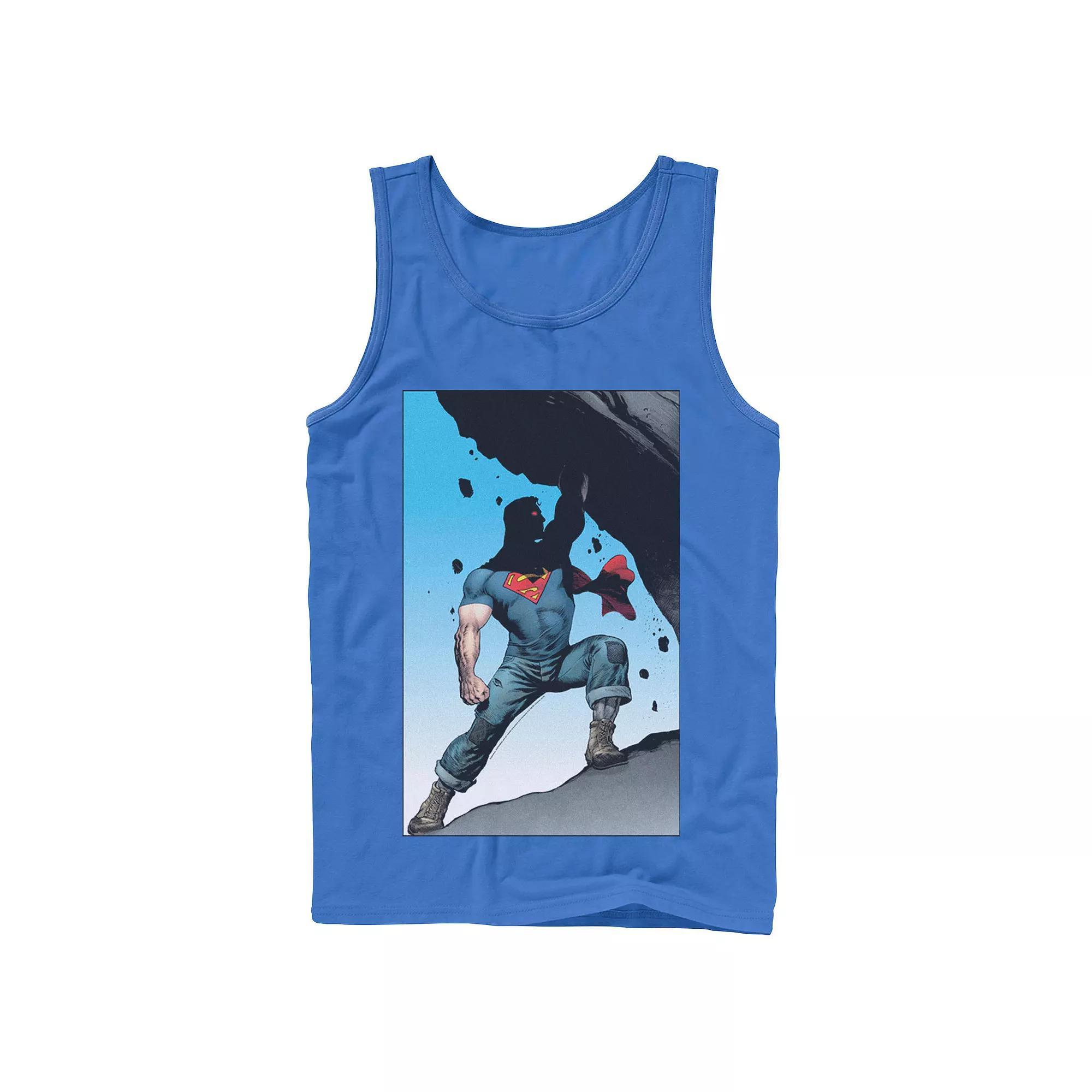 Men's DC Comics Superman Power Lift Comic Poster Tank Top, Size: Small, Blue Product Image