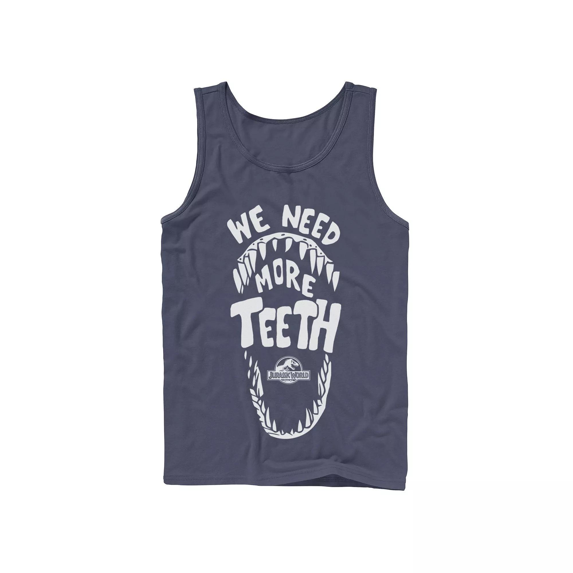 Men's Jurassic World We Need More Teeth Graphic Tank Top, Size: Small, Grey Product Image