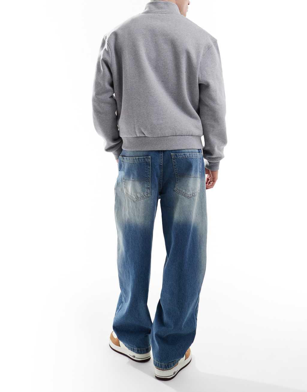 Bershka skater fit jeans in mid blue Product Image