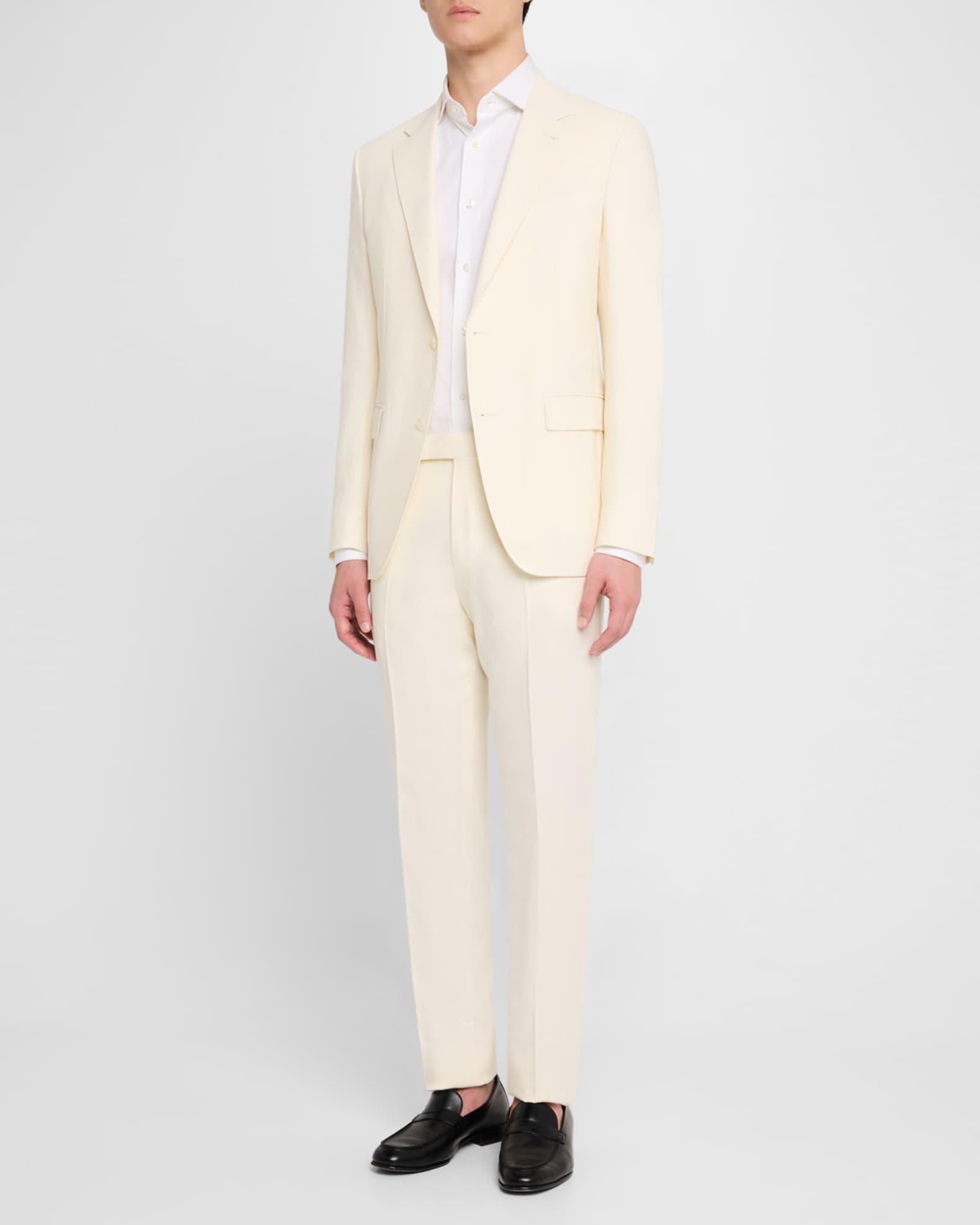 Men's Oasi Lino Flat-Front Trousers Product Image