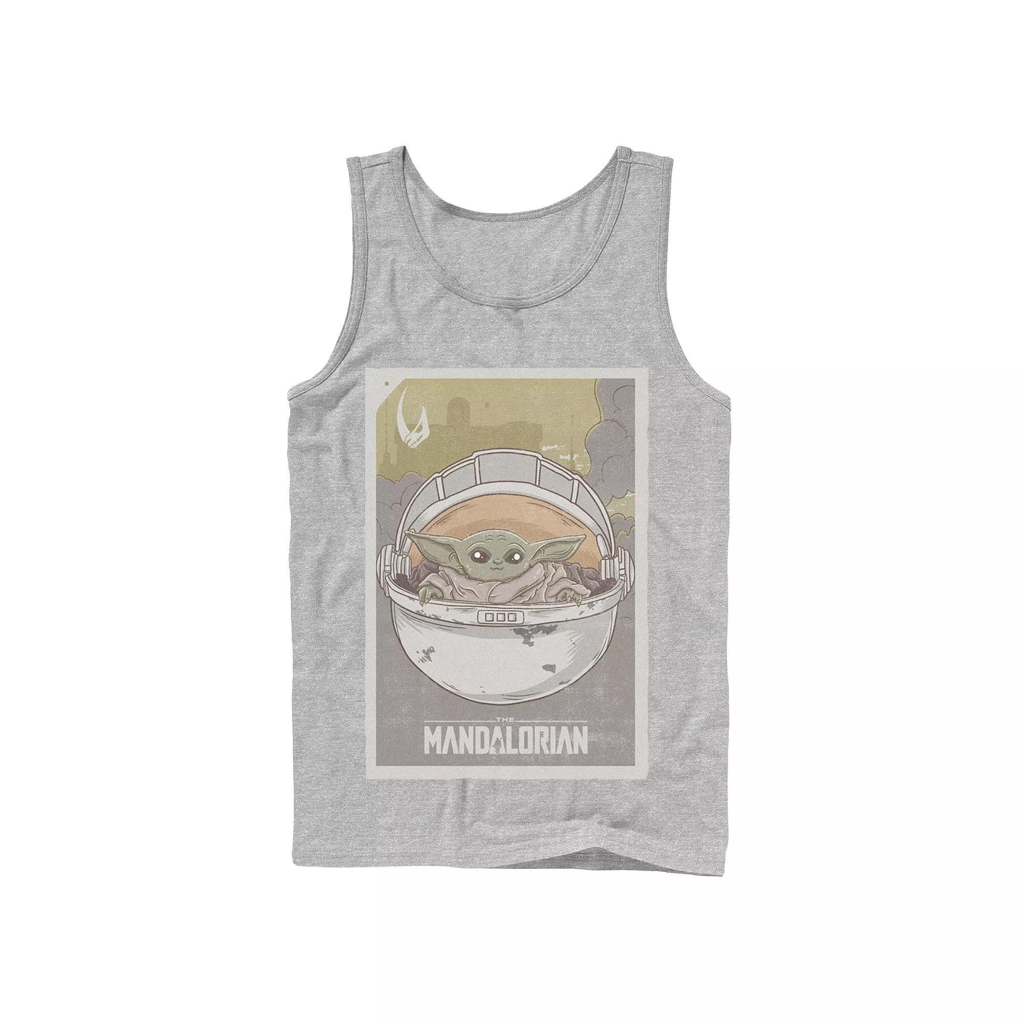 Men's Star Wars The Mandalorian The Child aka Baby Yoda Poster Tank Top, Size: Small, Grey Product Image