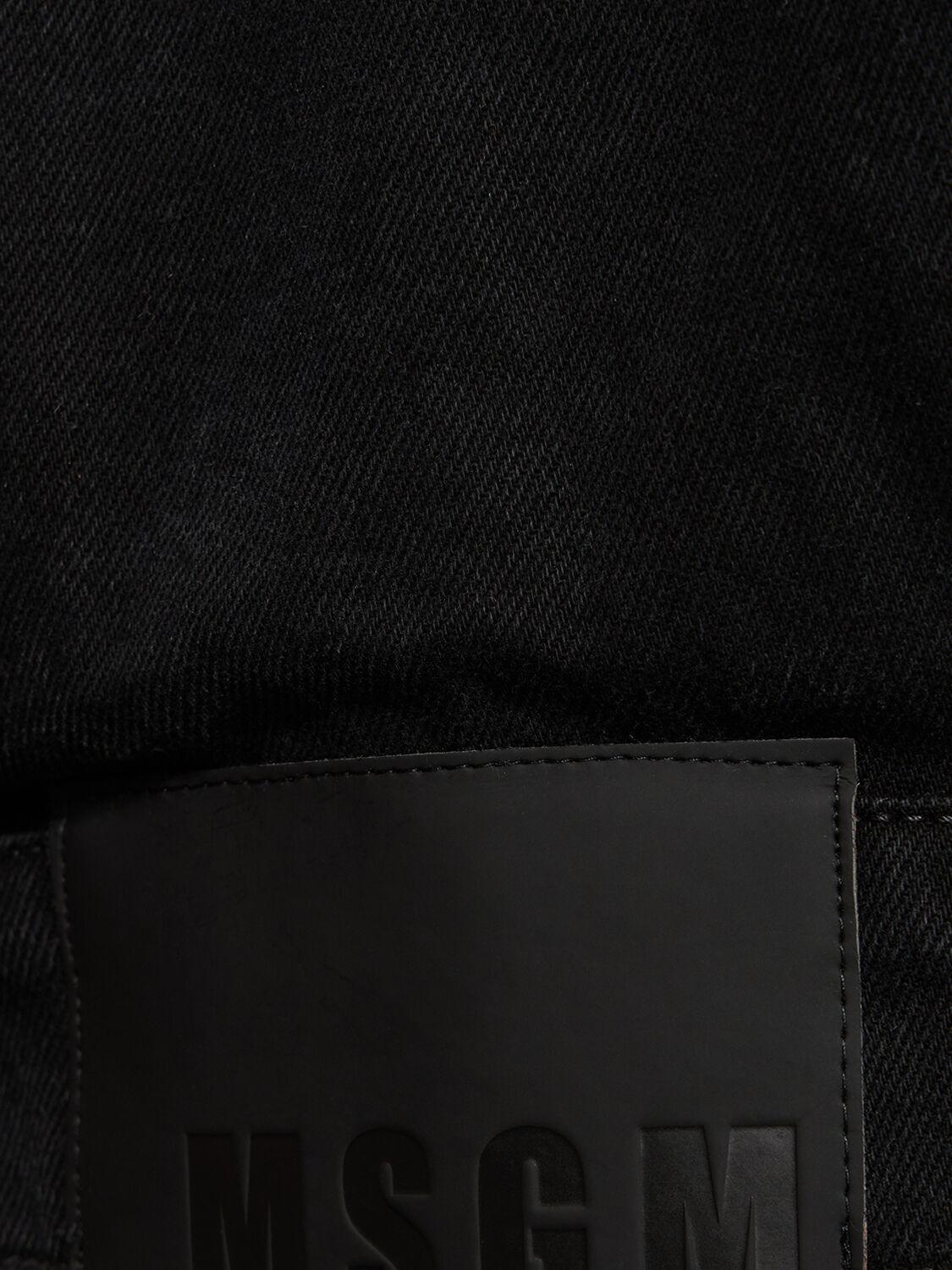 MSGM Embellished Denim Jacket In Black Product Image