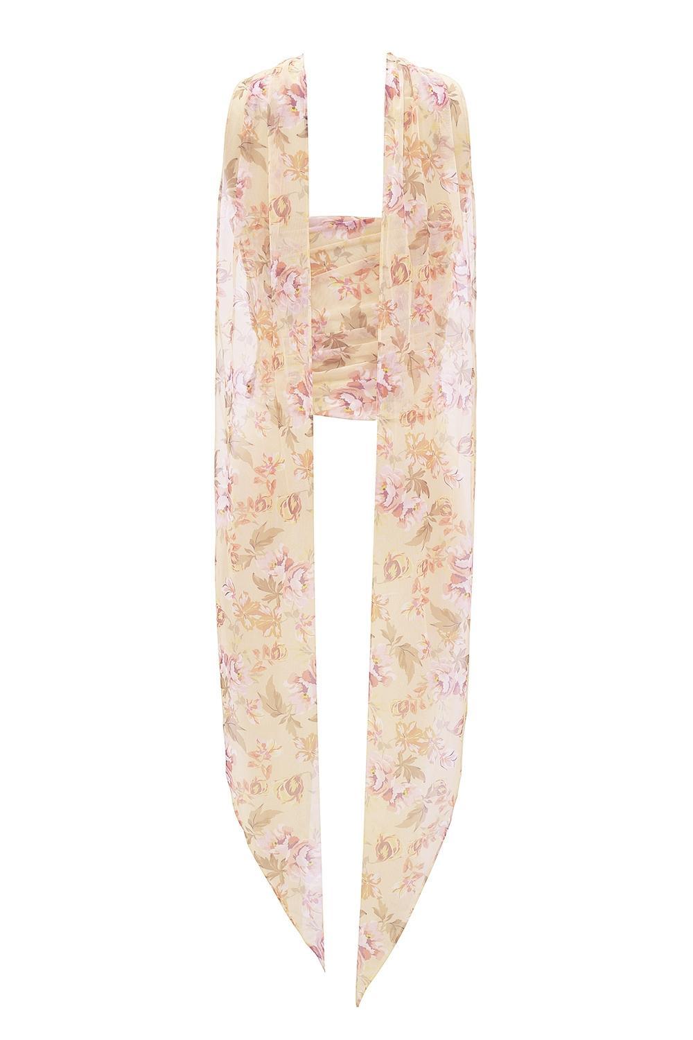 Hallie  honeyflower print strapless corset with neck scarf Product Image