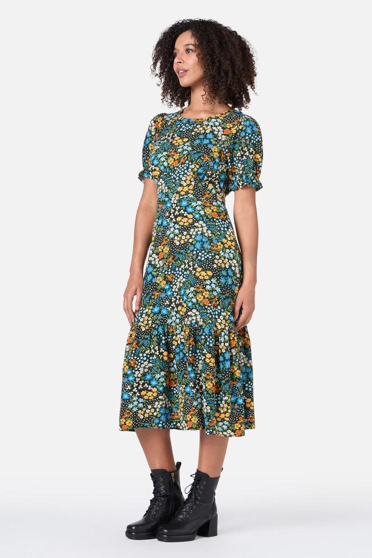 Ada 90's Floral Midi Dress Product Image