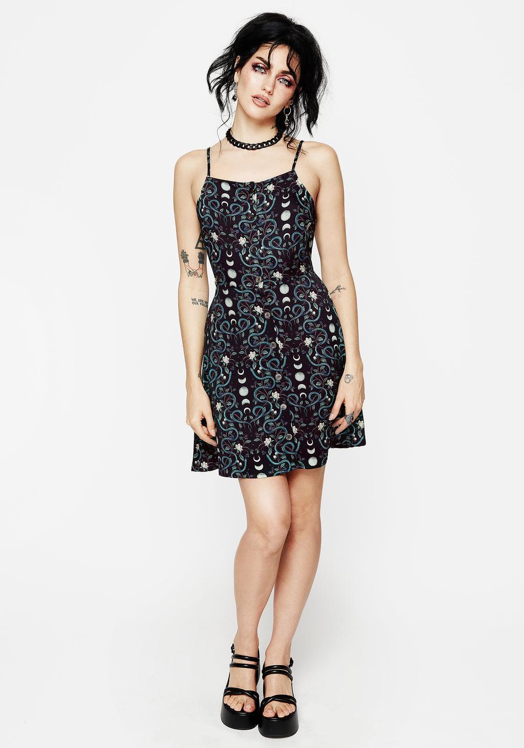Pythia Button Up Mini Apron Dress Product Image
