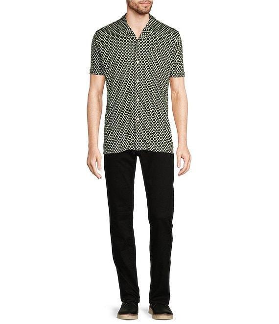Murano Liquid Luxury Slim Fit Printed Short Sleeve Coatfront Shirt Product Image