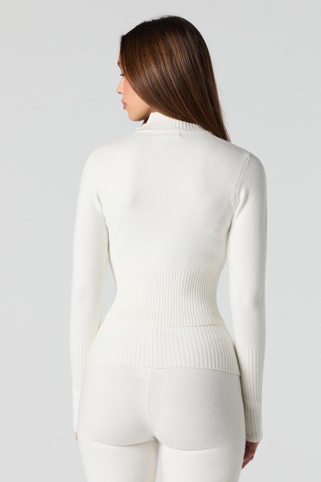 Mock Neck Zip-Up Sweater Female Product Image