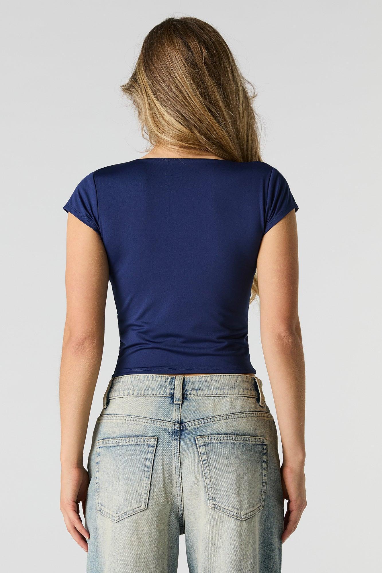 Contour Square Neck Cap Sleeve Crop Top Female Product Image
