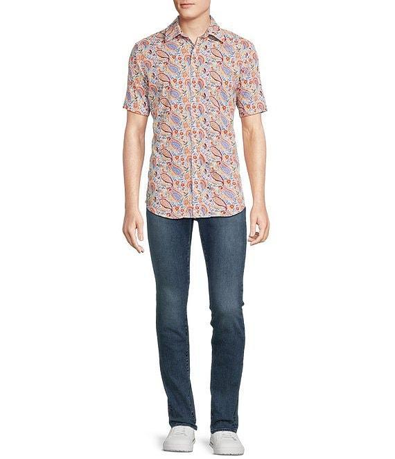 Cremieux Jeans Big & Tall Premium Denim Paisley Print Short Sleeve Woven Shirt Product Image