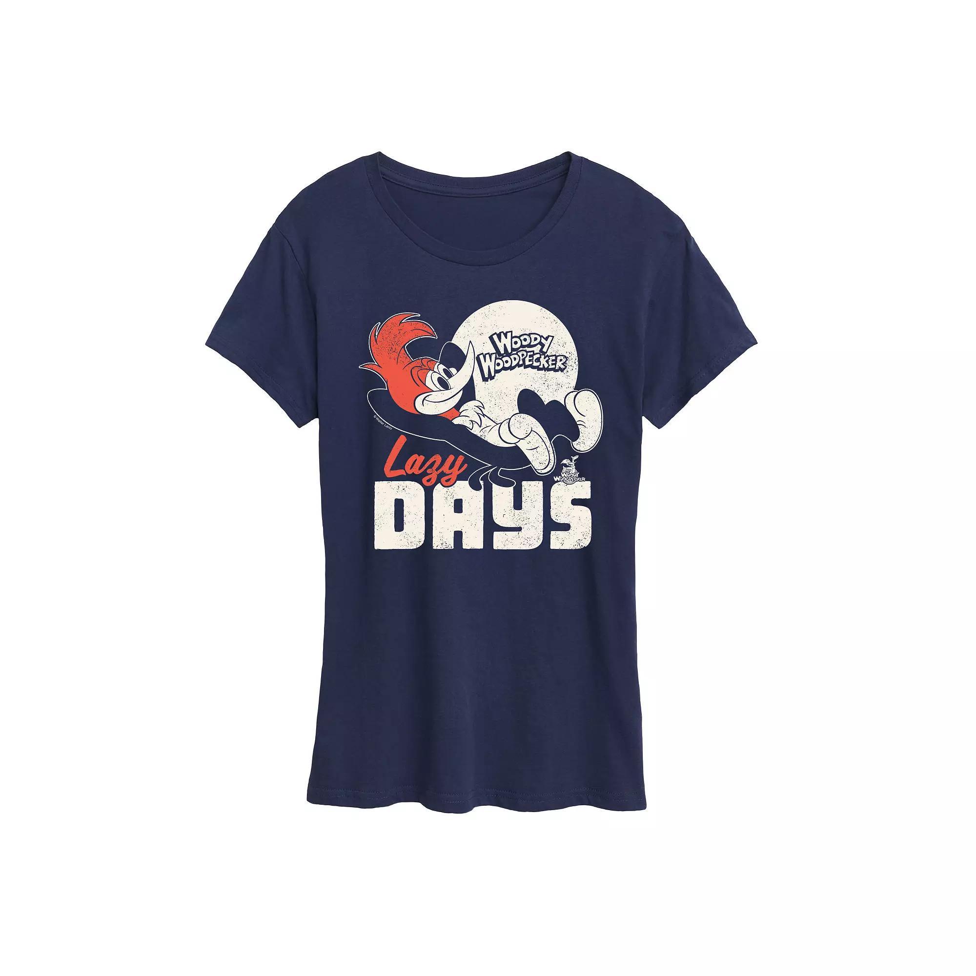 Womens Woody Woodpecker Lazy Days Graphic Tee, Girls Blue Product Image