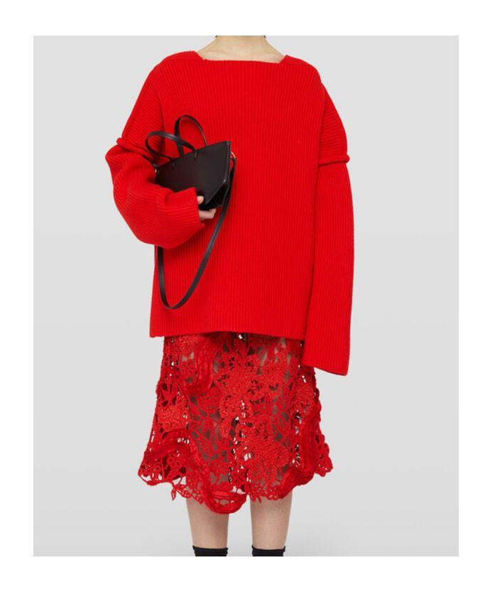 JIL SANDER Crew-neck Wool Sweater In Red Product Image