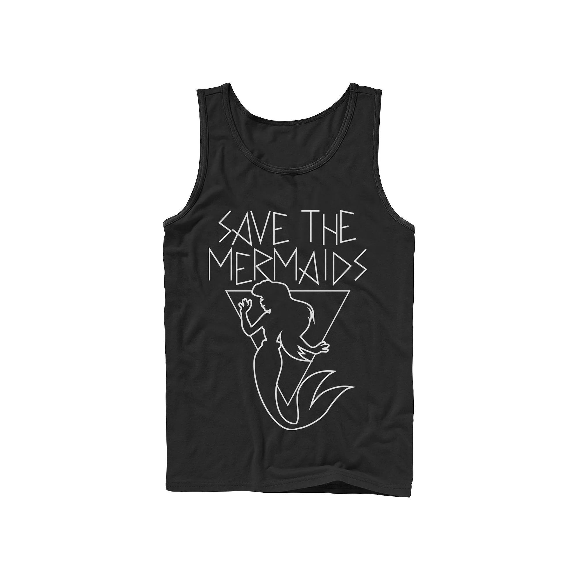 Men's Disney's The Little Mermaid Save the Mermaids Line Art Tank Top, Size: Large, Black Product Image