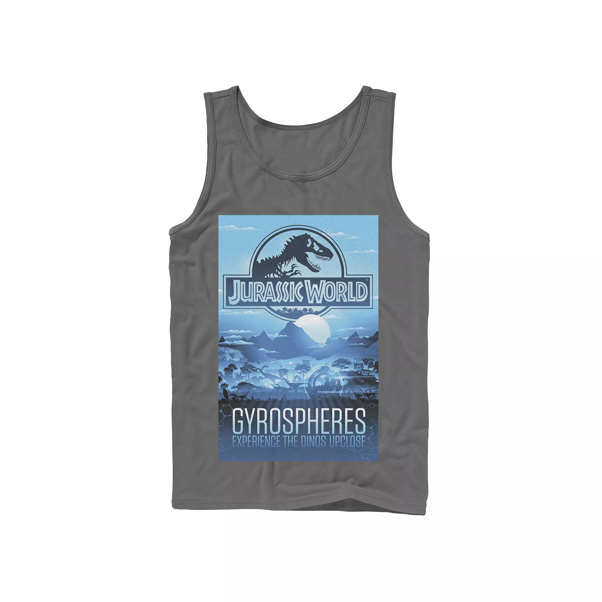 Men's Jurassic World Gyrospheres Tour Park Poster Graphic Tank Top, Size: XL, Black Product Image