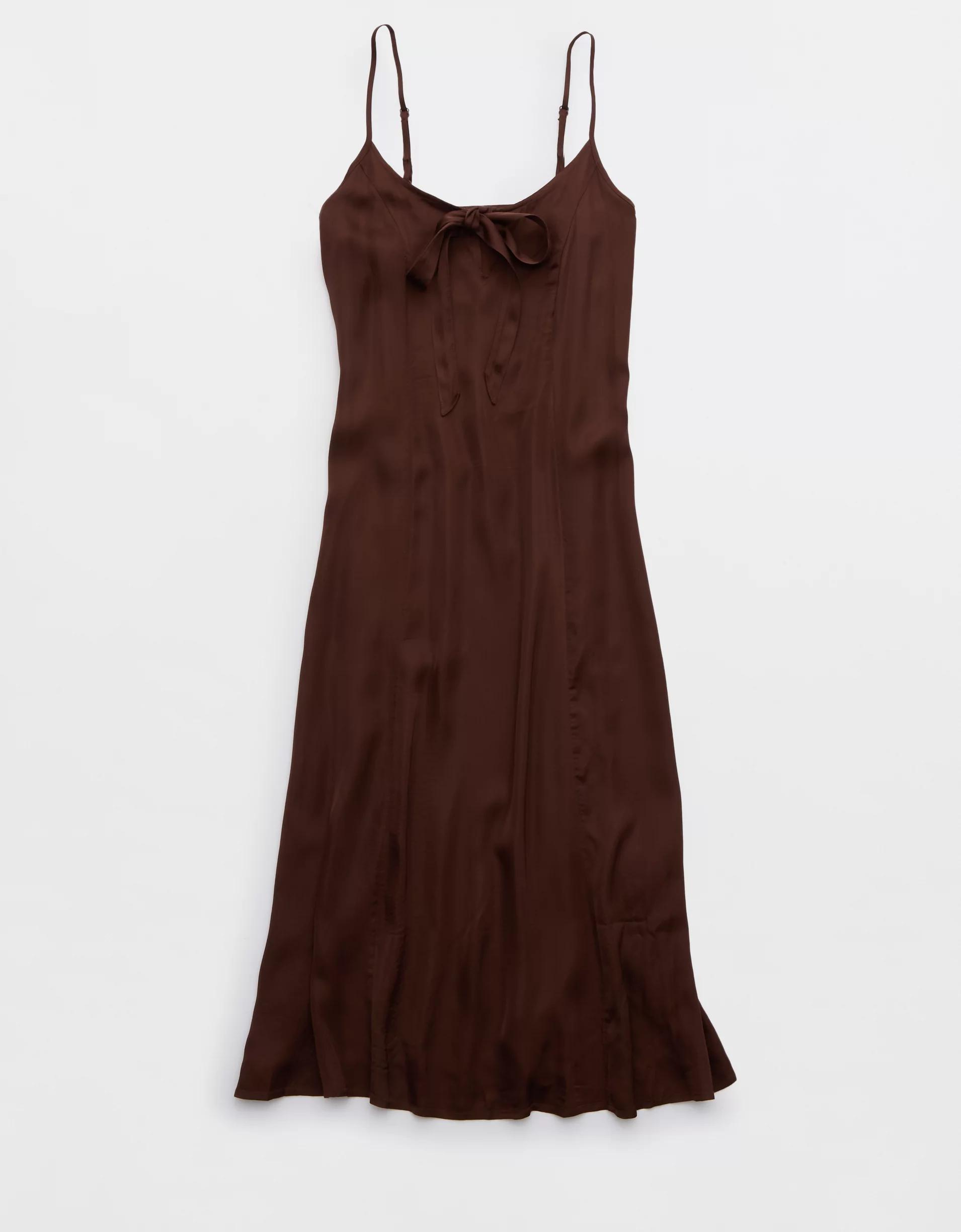Aerie Satin Midi Dress Product Image