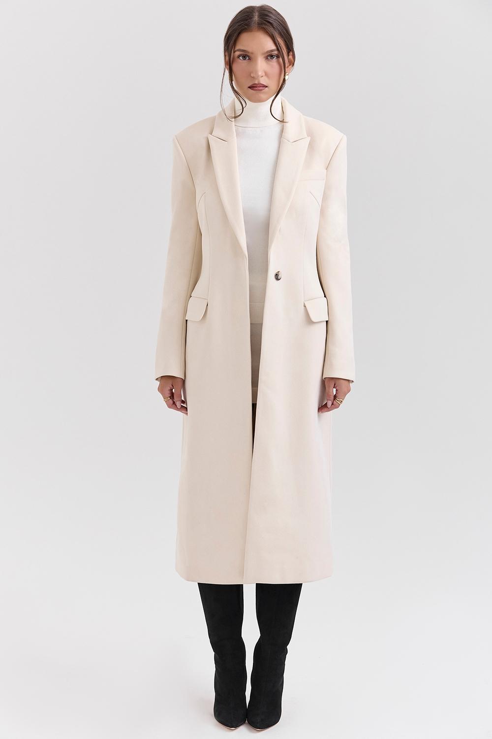 Remi Ivory Single Breasted Long Coat Product Image