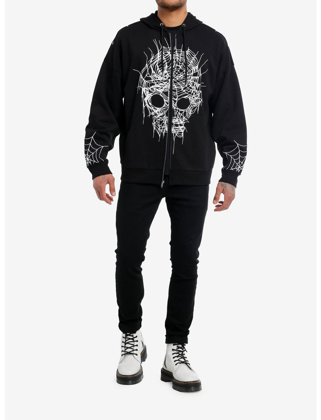 Social Collision Spiderweb Skull Hoodie Product Image