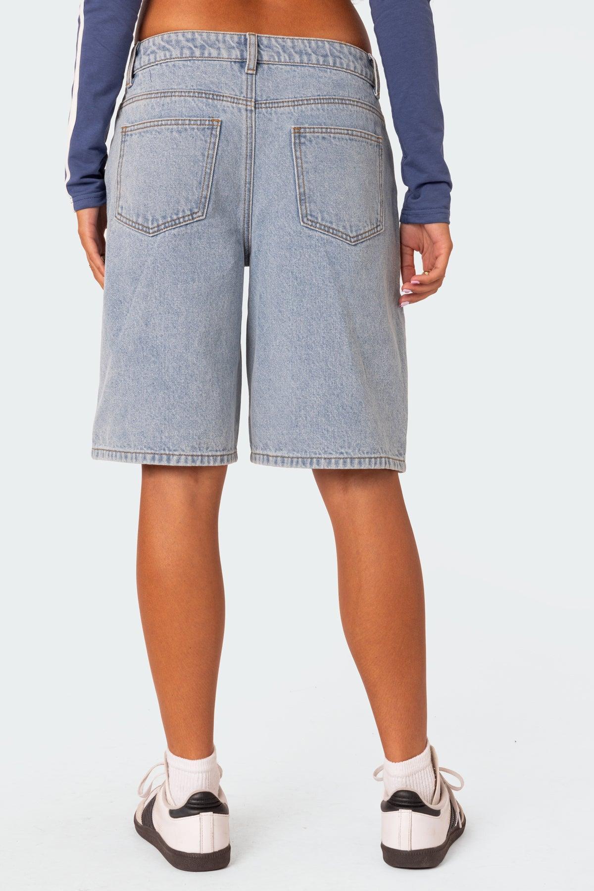 Jacqui Low Rise Denim Bermuda Shorts Product Image