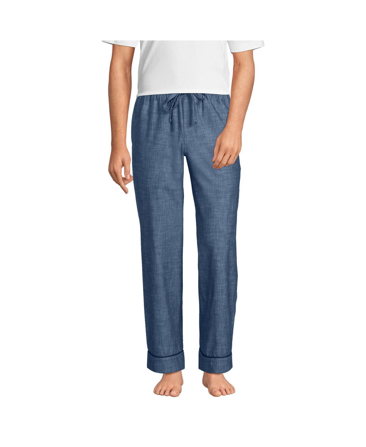 Men's Lands' End Essential Pajama Pants, Size: Large, White Blue Stripe Product Image
