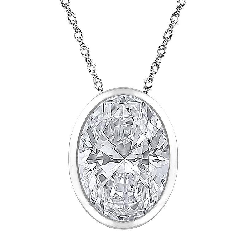 Diamond Medley 14k White Gold 1 Carat T.W. Lab-Grown Diamond Solitaire Pendant Necklace, Womens 14k Whgold Product Image