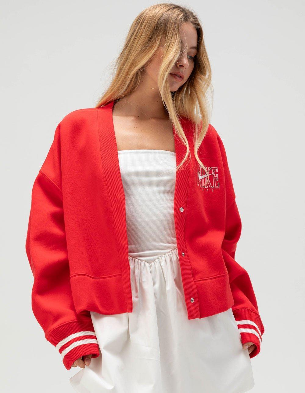 NIKE Sportswear Phoenix Fleece Womens Oversized Cardigan - RED Product Image