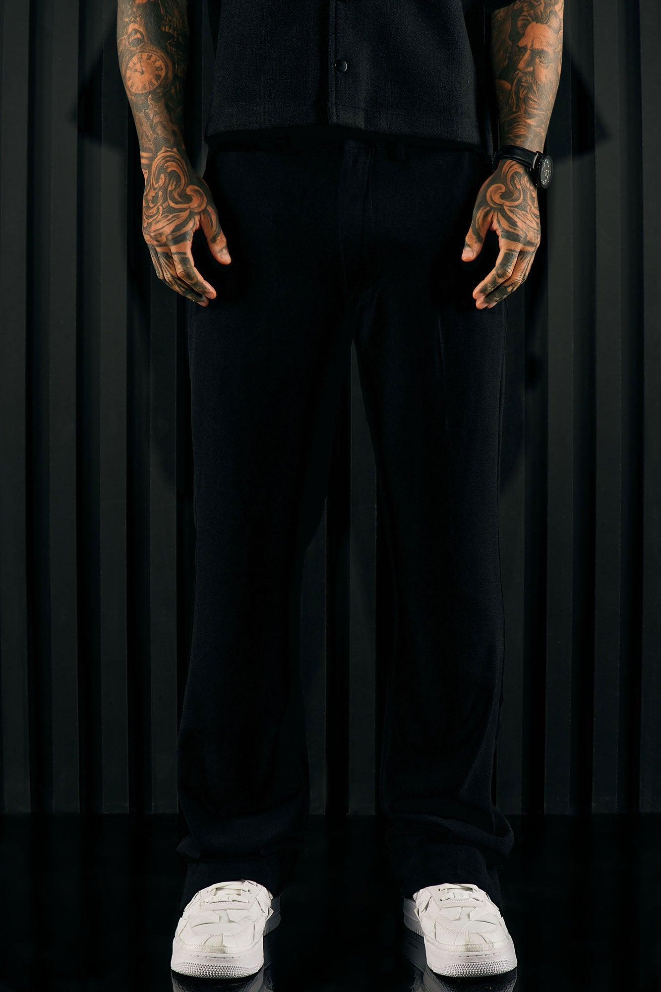 Golden Hour Slit Slim Flare Trousers - Black Product Image