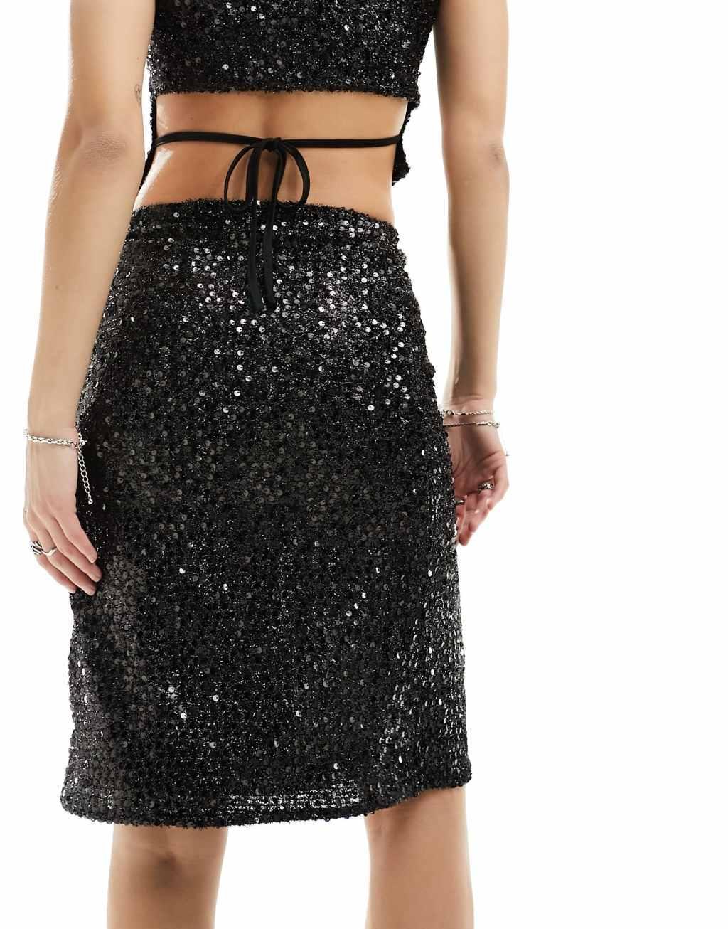 Reclaimed Vintage sequin midi skirt Product Image