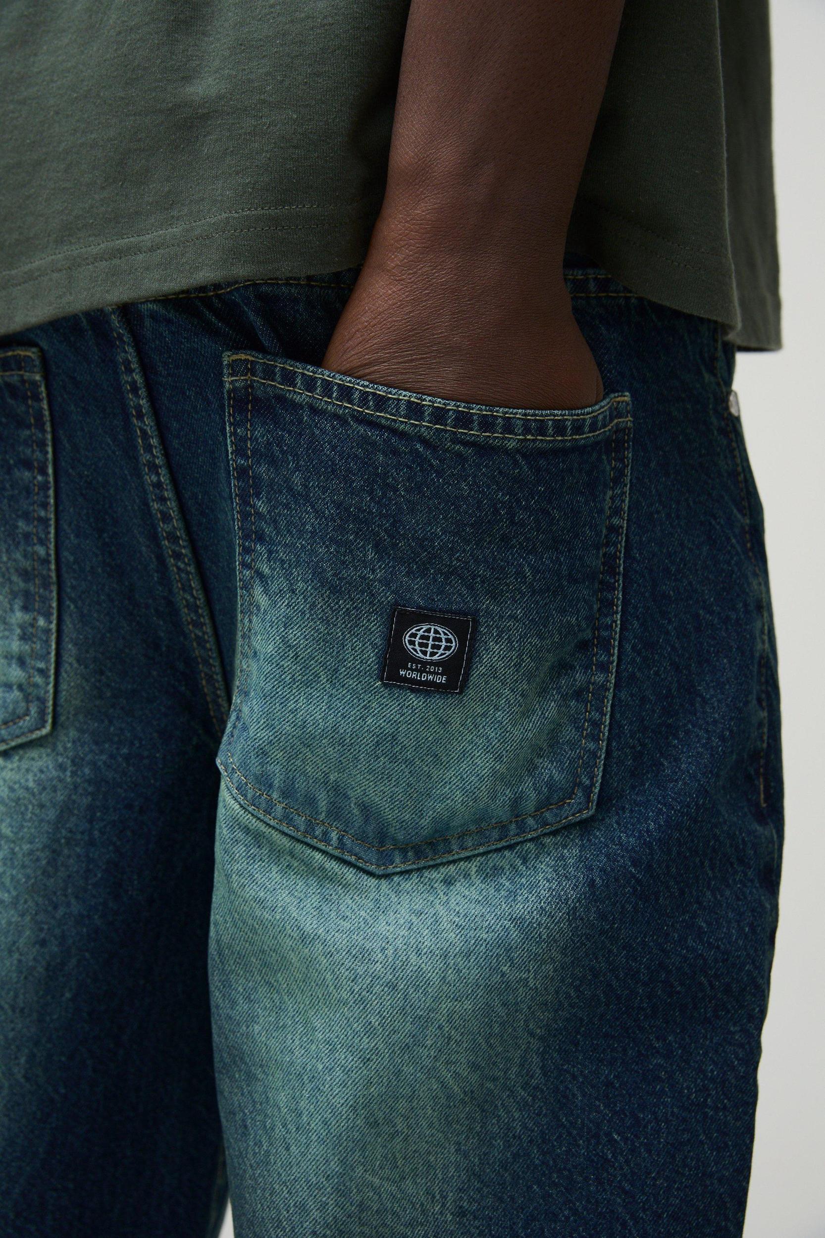 Relaxed Fit Extreme Washed Woven Tab Jeans | boohooMAN USA Product Image