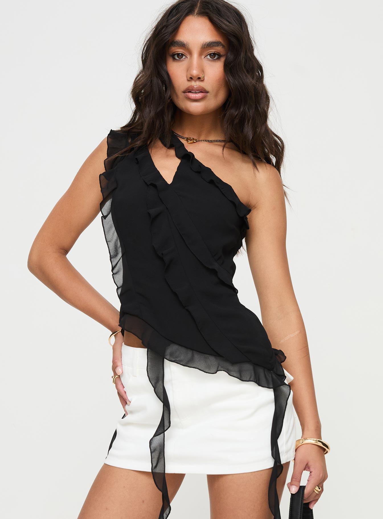 Timmie One Shoulder Top Black Product Image