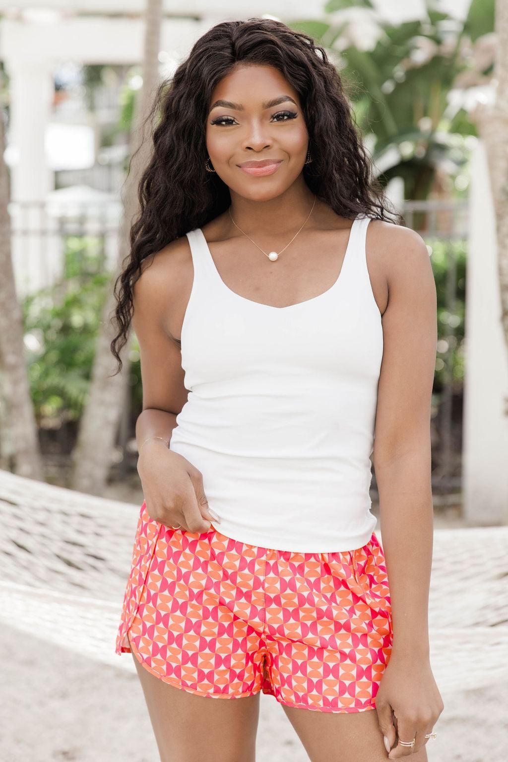 Miles Ahead Full Length White V-Neck Tank Bra Top SALE Product Image