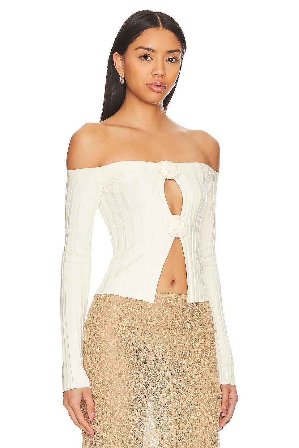 Lovers and Friends Liora Rosette Sweater in White Product Image