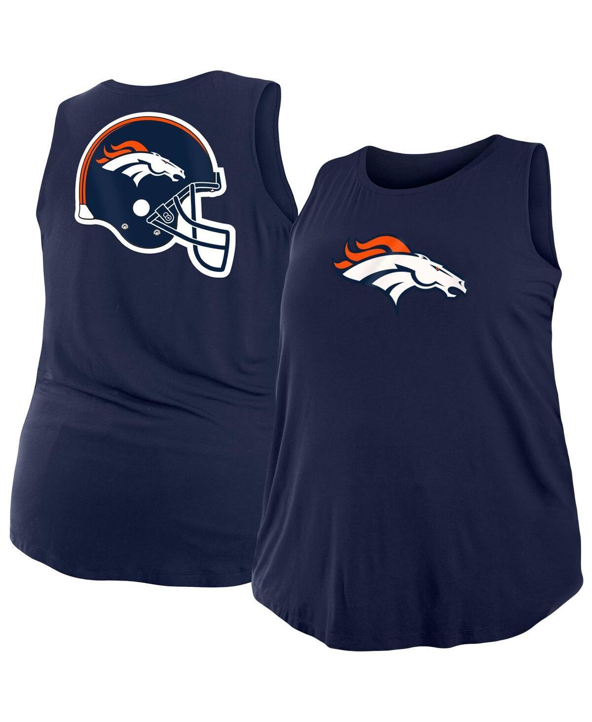 Women's New Era Navy Denver Broncos Plus Size Tank Top, Size: 4XL, Blue Product Image