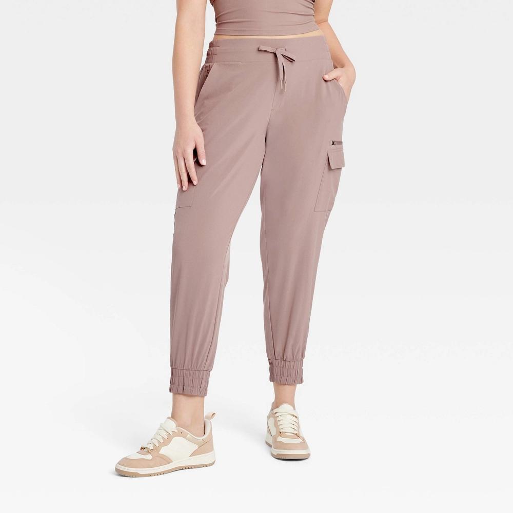 Womens Active Light Mid-Rise Cargo Joggers - All In Motion Brown XS: Moisture Wicking, Quick Dry, 4-Way Stretch Product Image