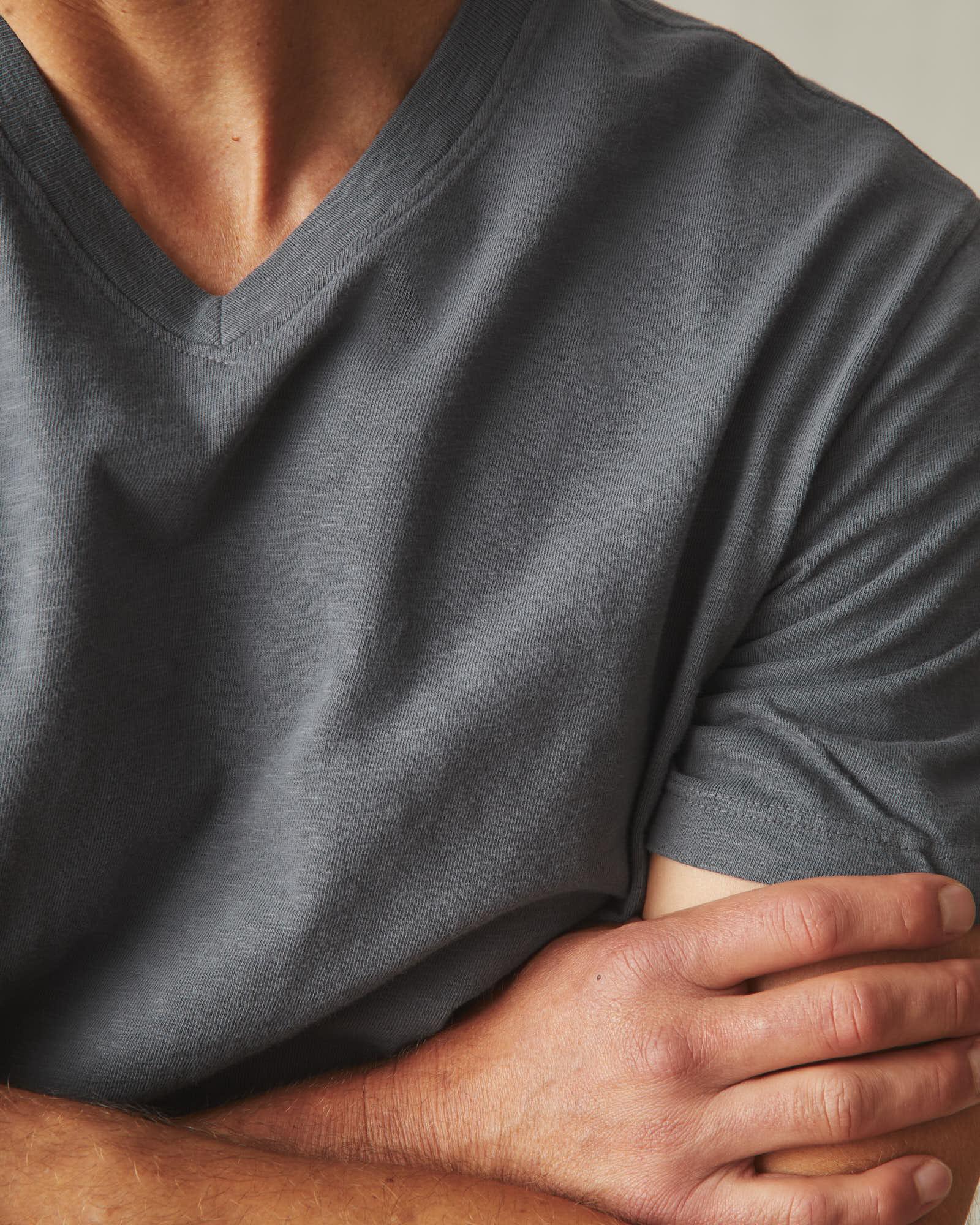 Men's Premium Slub V-Neck Tee - Iron Product Image