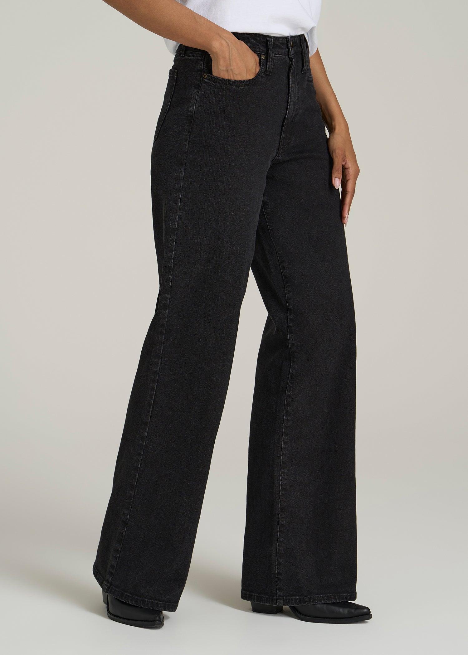 Stevie Wide Leg Jeans for Tall Women in Onyx Black Wash Product Image