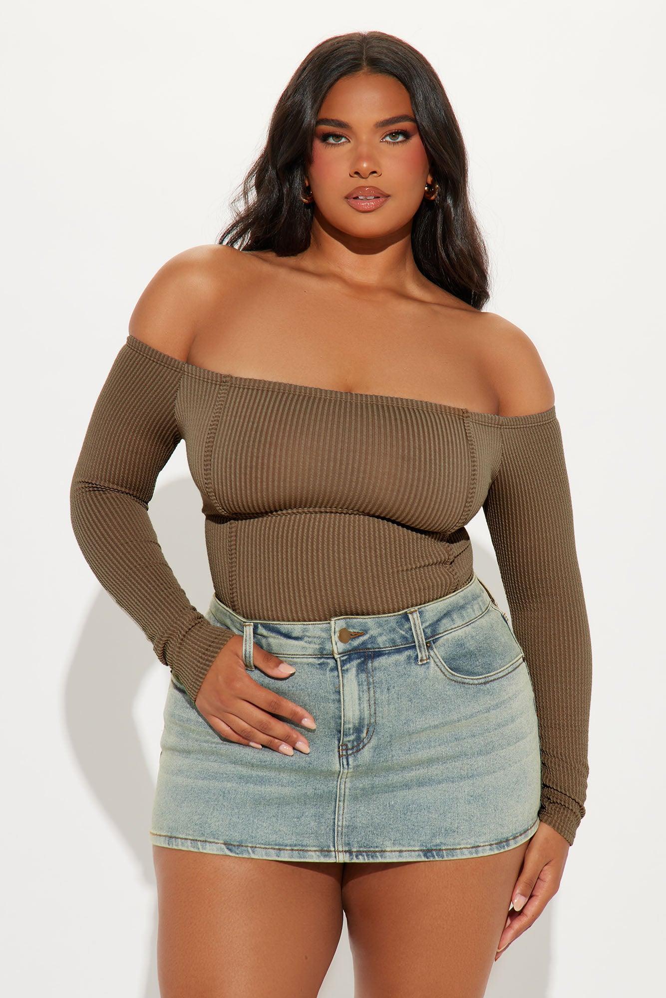 Monnet Ribbed Bodysuit - Chocolate Product Image