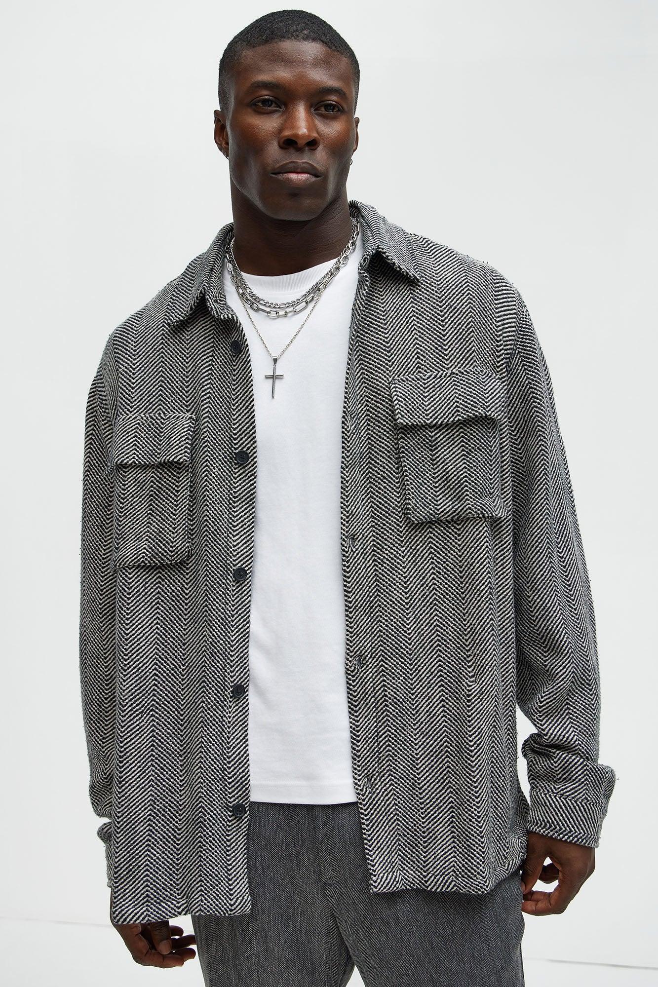 Keystone Herringbone Button Up Shirt - Black/combo Product Image