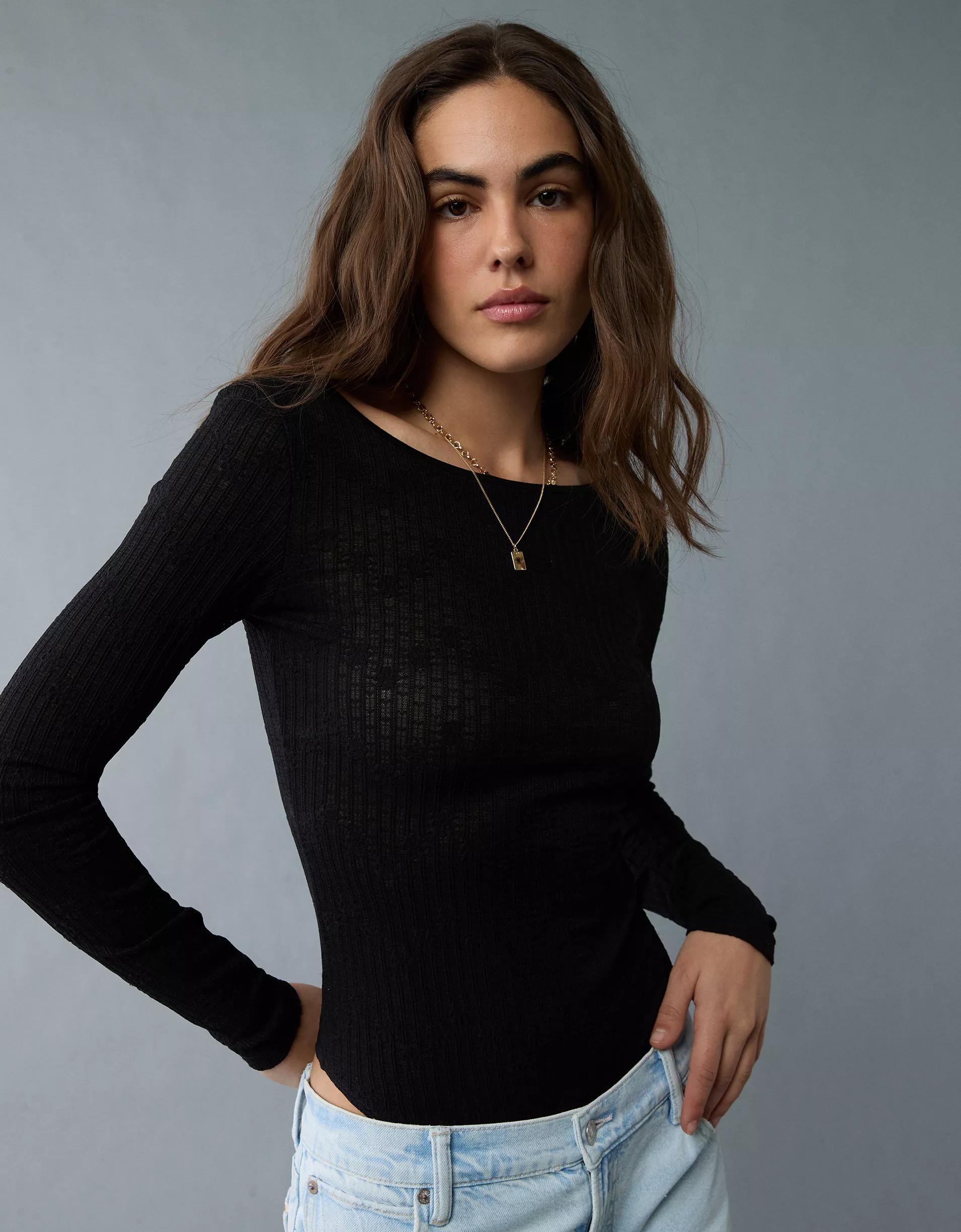 AE Long-Sleeve Lace Bodysuit Product Image