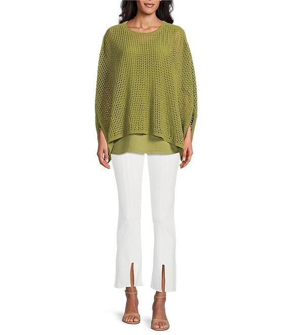 Slim Factor by Investments Boat Neck 3/4 Sleeve Lined Crochet Twofer Top Product Image