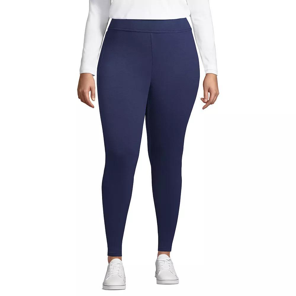 Plus Size Lands' End Serious Sweats Fleece Lined High-Waist Leggings, Women's, Size: 2XL, Deep  Blue Product Image