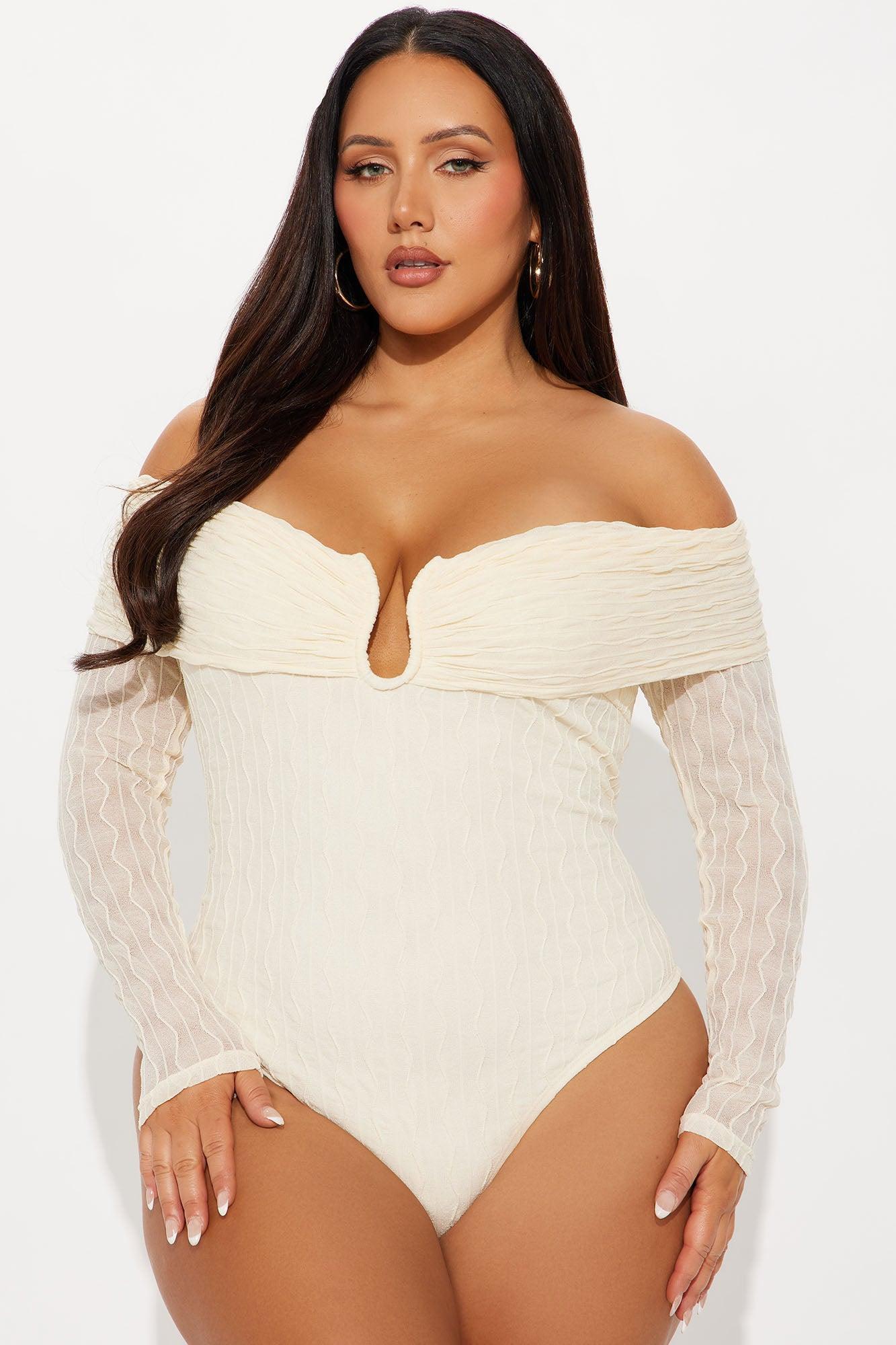 Olive Off Shoulder Bodysuit - Ivory Product Image