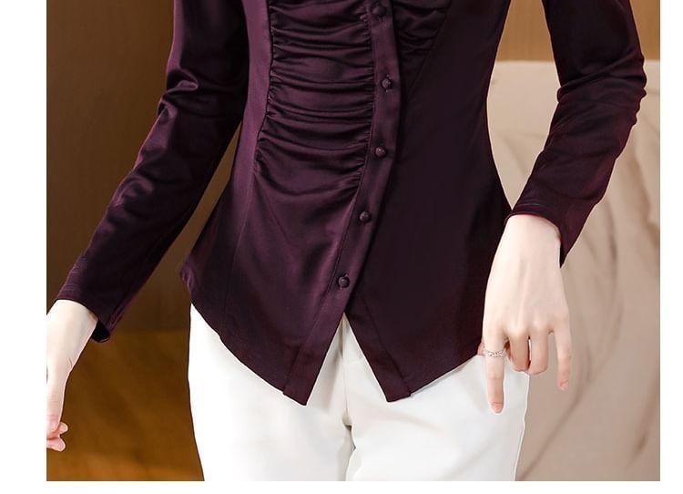 Long-Sleeve Cinched Plain Shirt Product Image