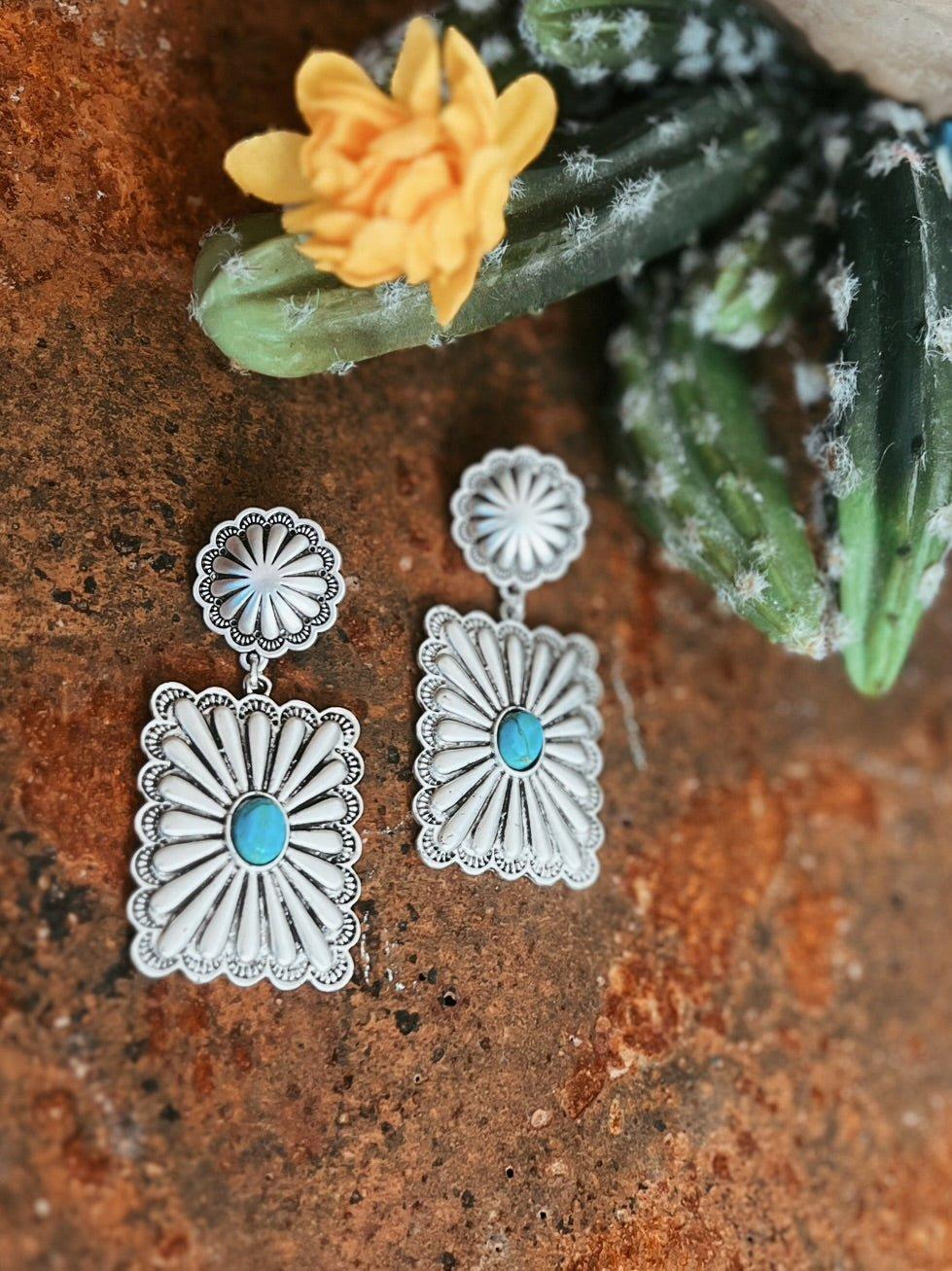 Rectangle Turquoise Post Earrings Product Image