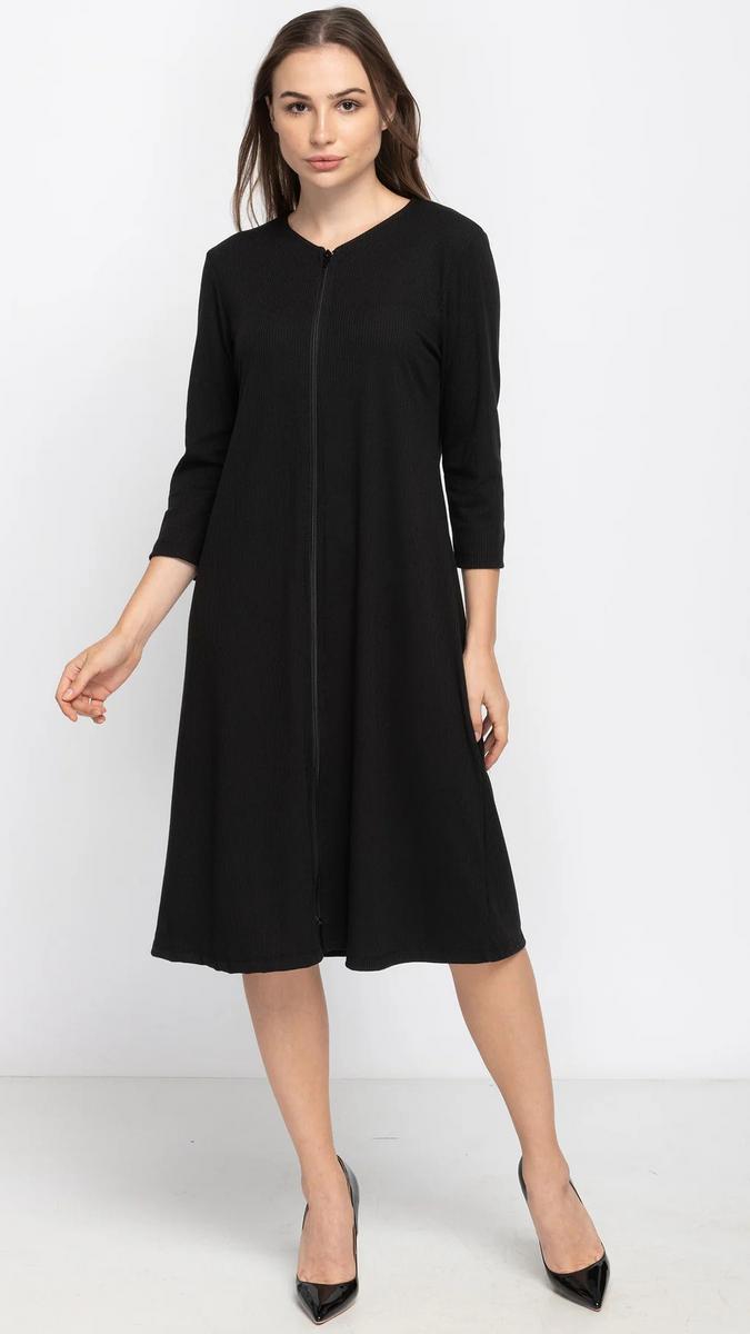 Black Rib Zip Dress Product Image
