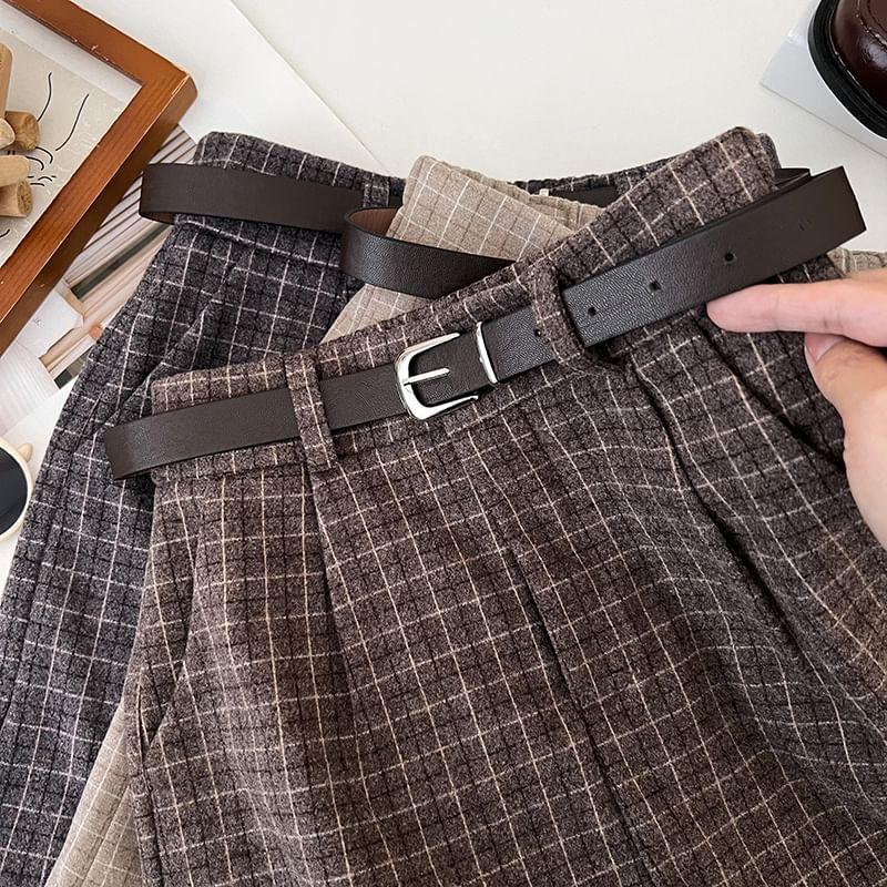 High Waist Plaid Shorts Product Image