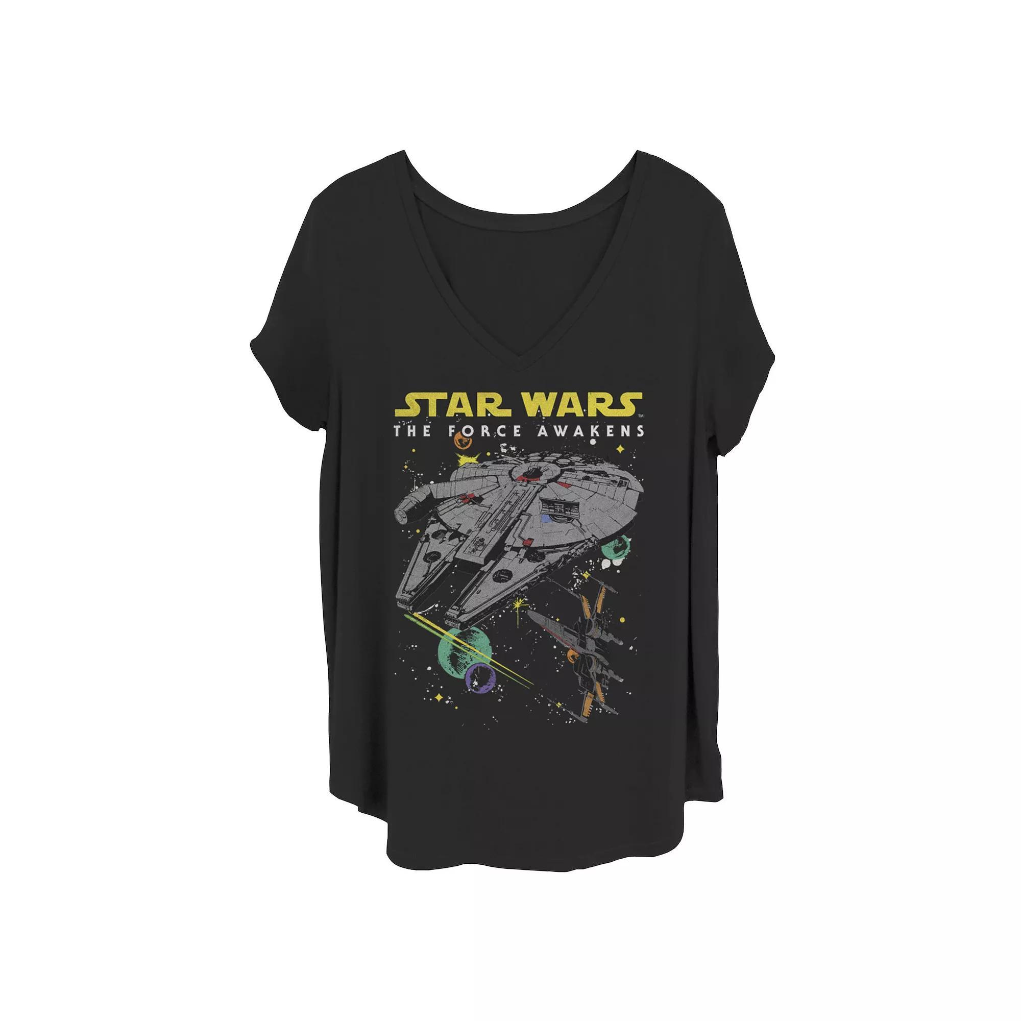 Juniors Plus Size Star Wars The Force Awakens Millennium Falcon Tee, Girls Product Image