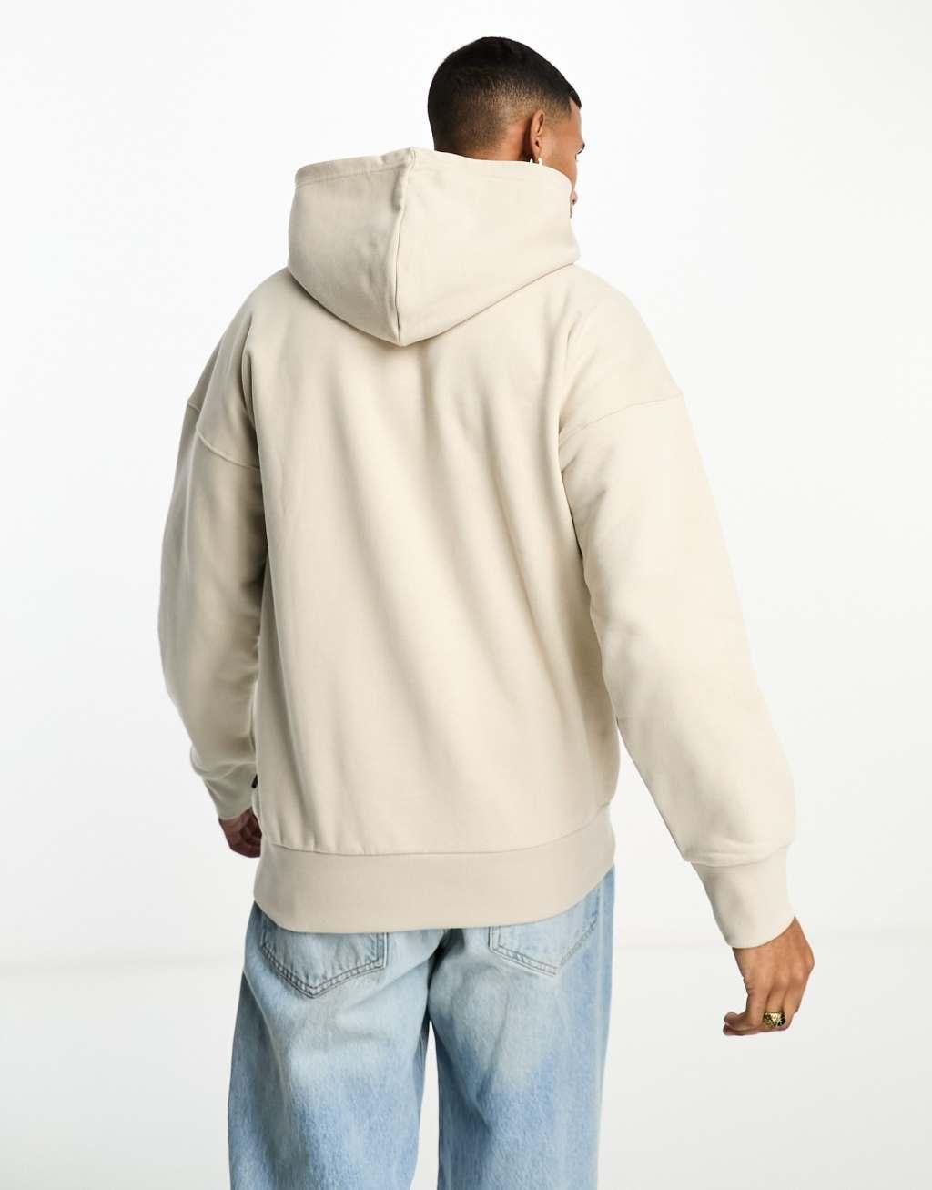 Only & Sons heavyweight jersey hoodie in beige Product Image